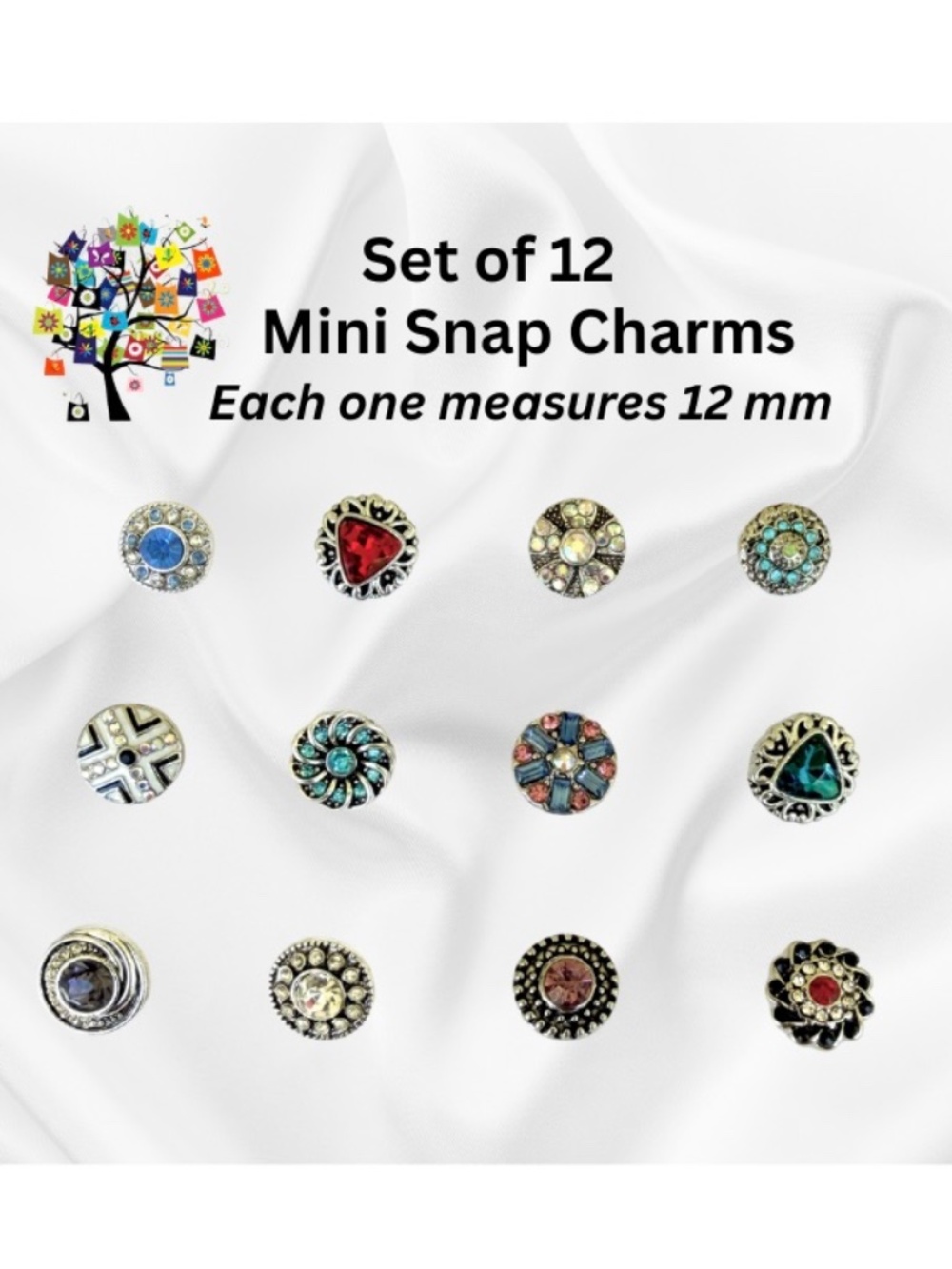 Mini Snap Charms 12mm Set of 12 - Interchangeable Snap Charm Jewelry